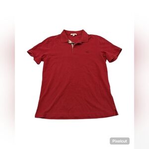 Burberry Brit Polo Shirt Men Medium Red Collared 1/4 Button Short Sleeve Stretch